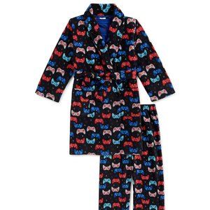 New Graphic Tee, Pants & Robe Pajama Set.